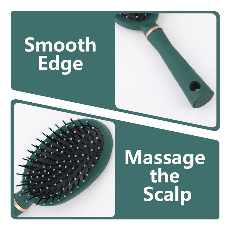 Beakey 4 Pcs Hair Brush Anti Static Massage Oval Comb for Women Men-Green O