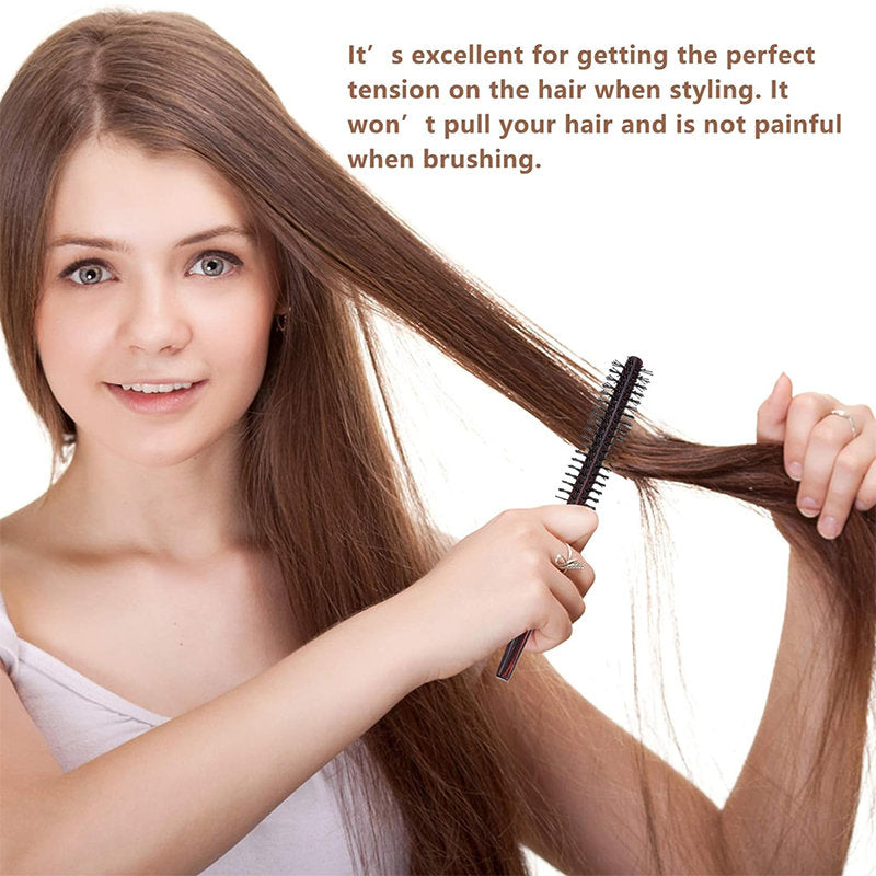 Beakey 3 Pcs Round Hair Brush with Wooden Handle for Hair Blow Drying