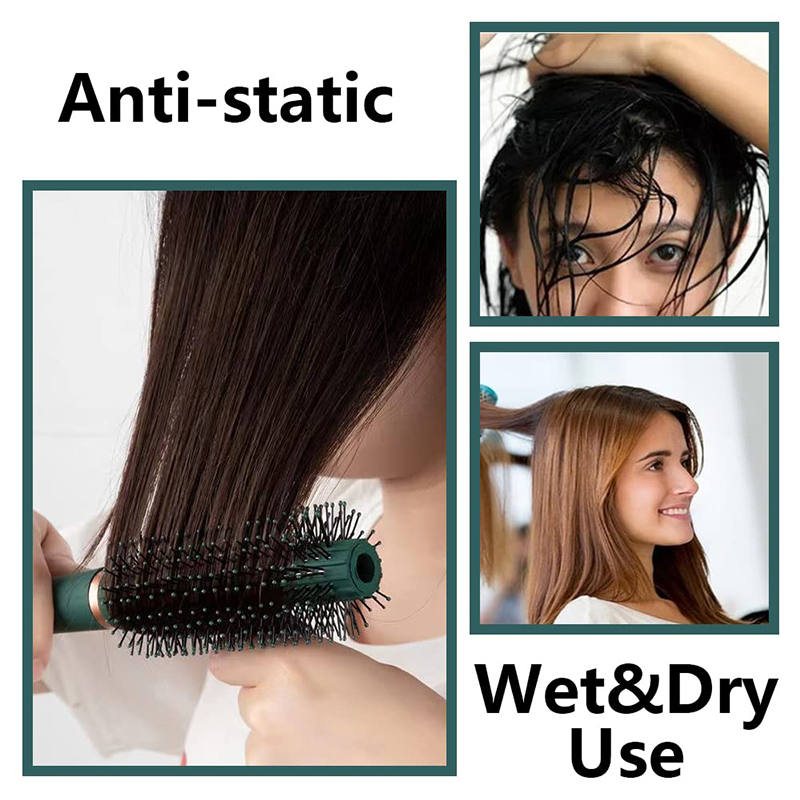 Beakey 4 Pcs Hair Brush Gifts Set for Women Detangling Hairbrush Flexible Soft Pin Bristles for Long Thick Curly Hair-010Green