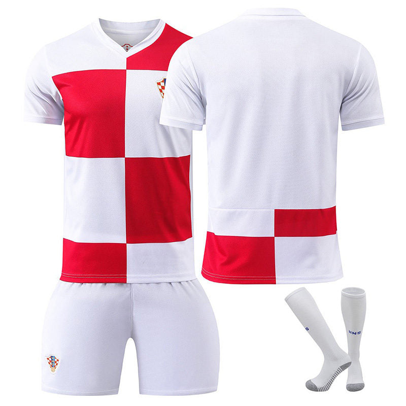 Beakey Croatia Home Jersey Soccer Jersey Kit Football T-shirt Set for Adult Kids