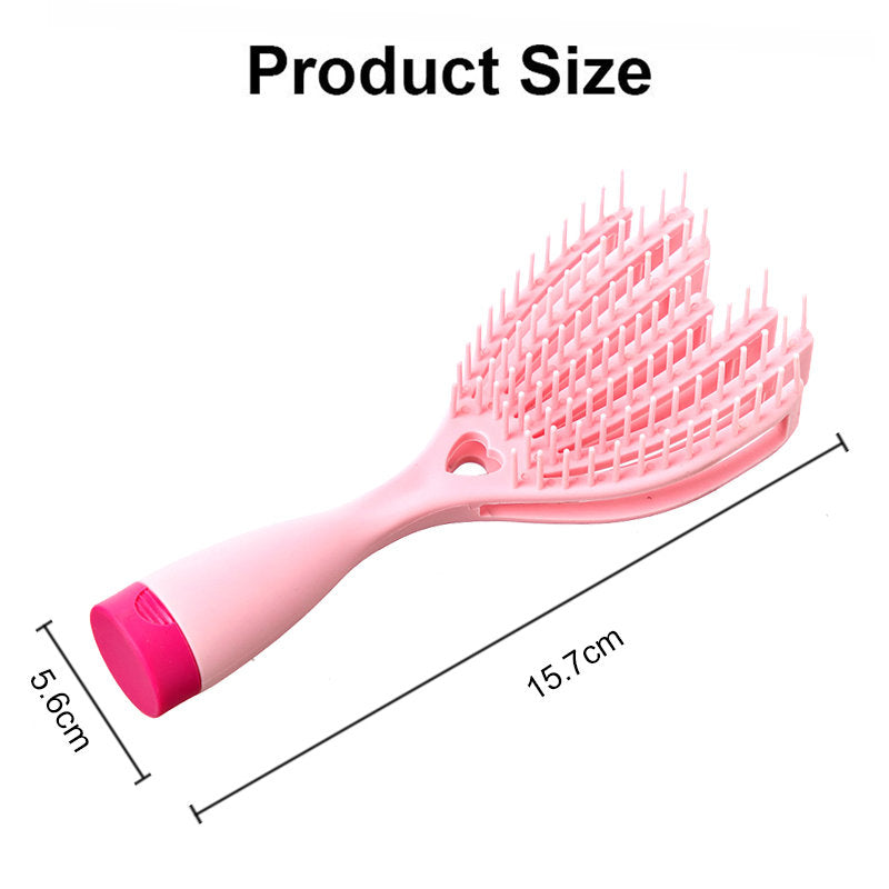 Beakey Hollow Out Hair Comb Dry Wet Use High Flexibility for Travel-Pink