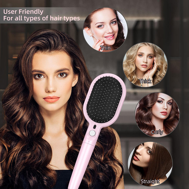 Beakey Vibratio Hair Brush with Negative Ionic for Detangling Frizzy-Pink