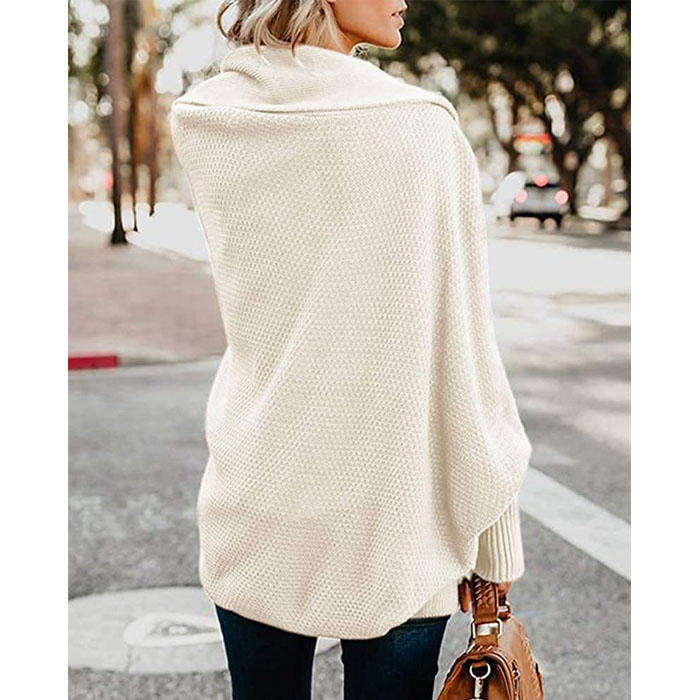 Beakey Women's Batwing Knitted Oversized Slouchy Solid Cardigan Sweater Knit Outwear-Apricot
