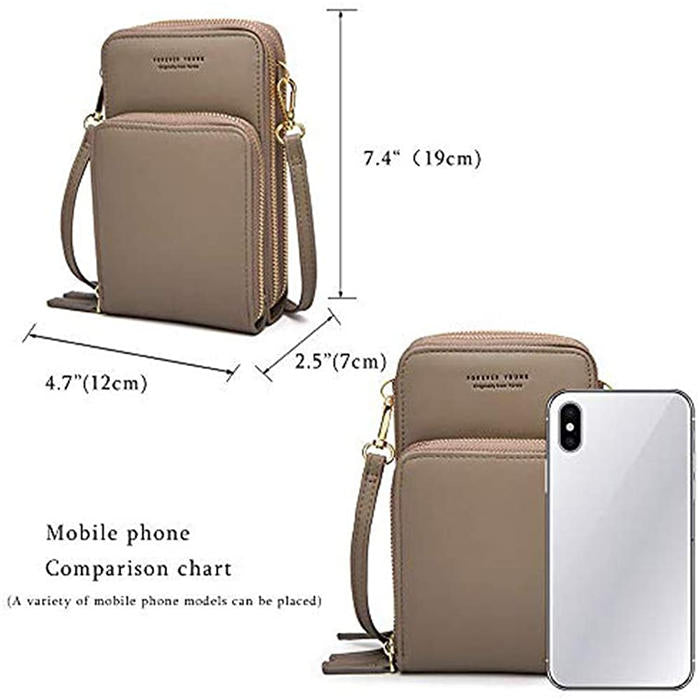 Beakey Crossbody Phone Bag for Women Small Shoulder Bag Cell Phone Wallet Purses and Handbags with 14 Credit Card Slots-Lightgrey