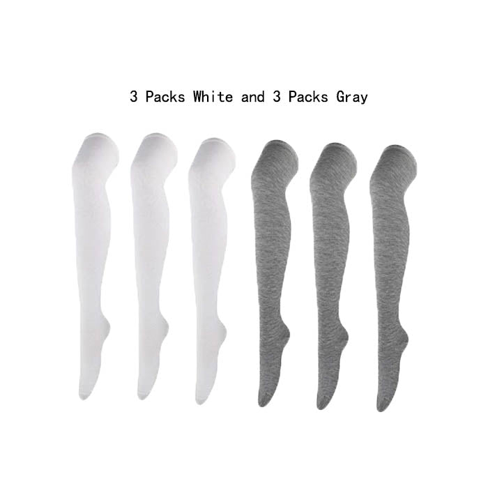 Beakey 6 Packs F Womens Long Solid Color Socks Over Knee Thigh High Socks Warm Stocking