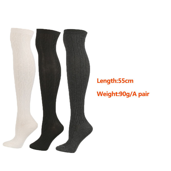 Beakey 3Packs Women Extra Long High Socks Knit Warmers Thick Tall Long Boot Stockings Leg-WhiteBlackDarkGray