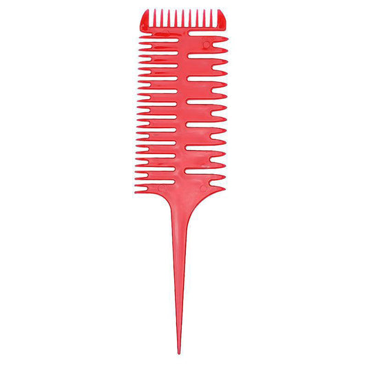 Beakey 3 in 1 Pointed Tail Comb Braiding Hair Dyeing Tool for Salon-Red