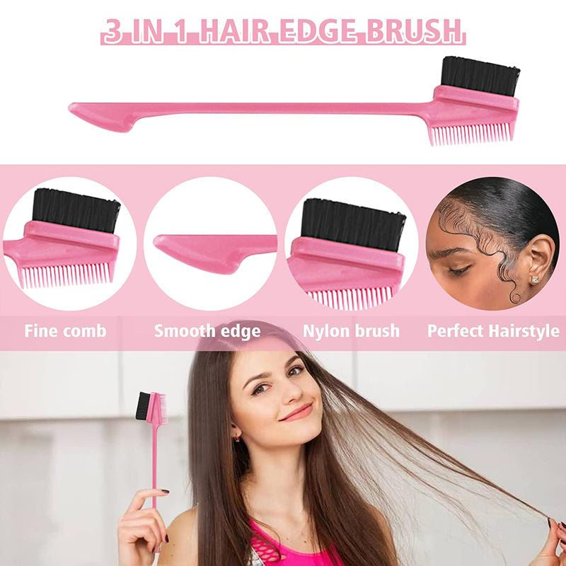 Beakey 3 Pcs Double Sided Hair Brush for Hair Eyebrow Edge Control-Set A
