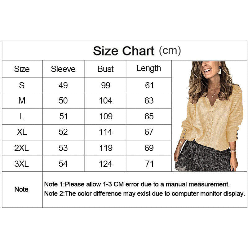 Beakey Womens Pullover Sweater Lace V Neck Long Sleeve Button Top-Apricot