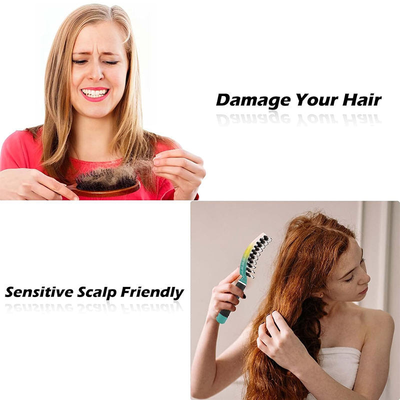 Beakey Hair Detangling Brush Fast Drying Styling Massage Hairbrush for Long Thick Curly Tangled Hair-Rainbow