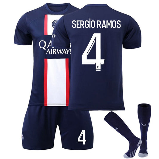 Beakey SERGIO RAMOS #4 Paris Home B-Jersey 2022/23 Soccer B-Jersey Kit Football T-shirt Set For Adult Kids