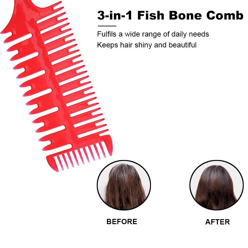 Beakey 3 in 1 Pointed Tail Comb Braiding Hair Dyeing Tool for Salon-Red