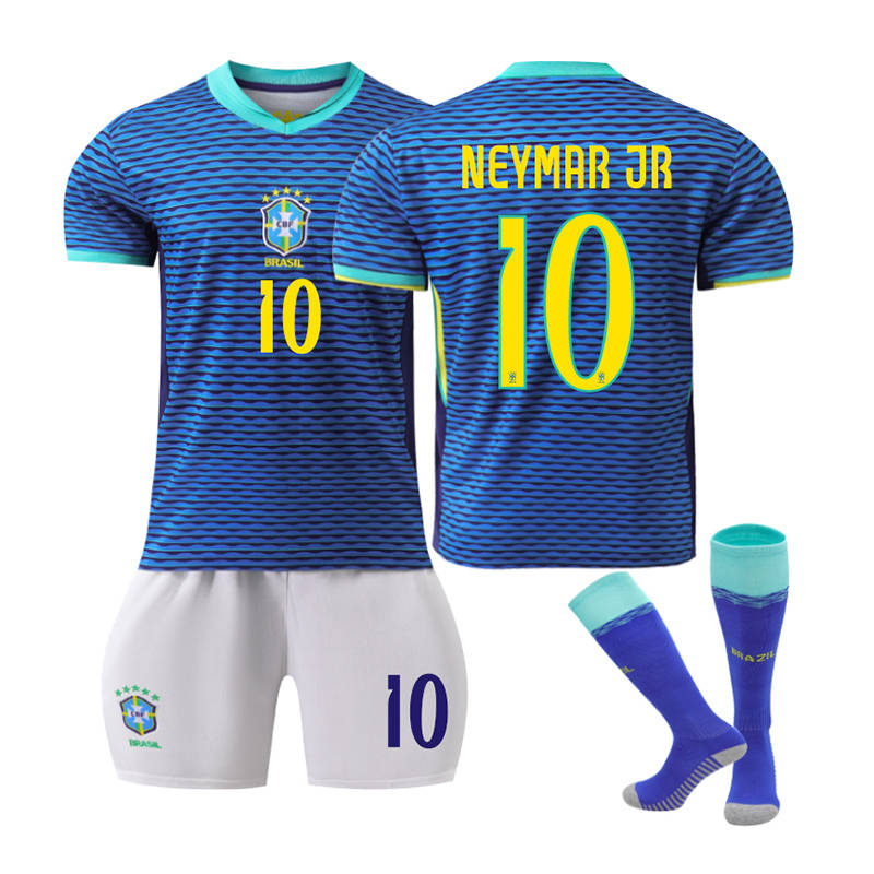 Beakey NEYMAR JR #10 Brazilian Away Jersey Soccer Jersey Kit Football T-shirt Set for Adult Kids