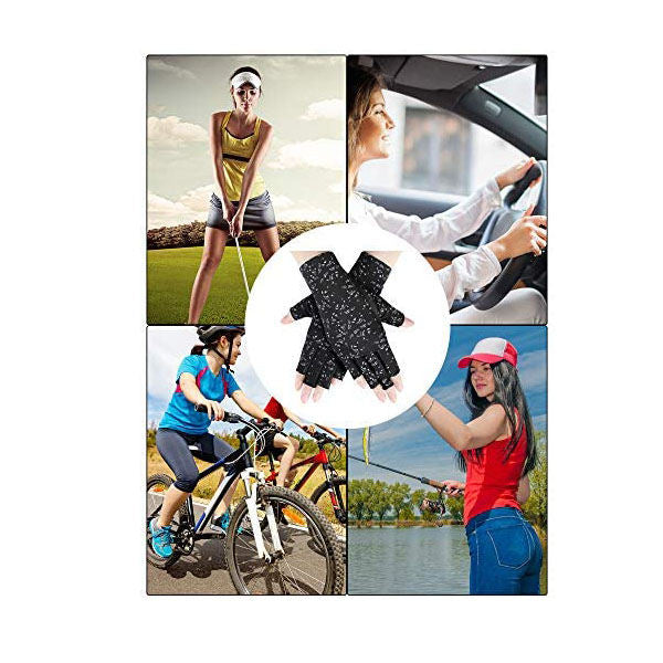 Beakey 4 Pairs Women Gloves Summer Sunscreen Fingerless Gloves UV Protection Half Finger Gloves-E