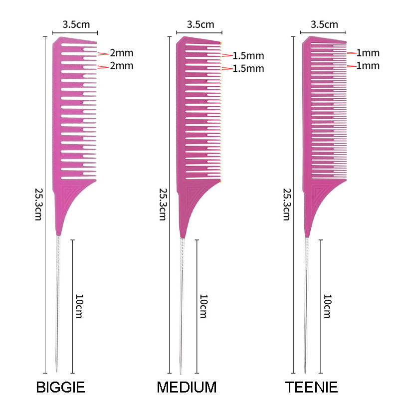 Beakey 3 Pcs Highlighting Combs 3 Sizes with Rat Tail Perfect for Salon-Set6