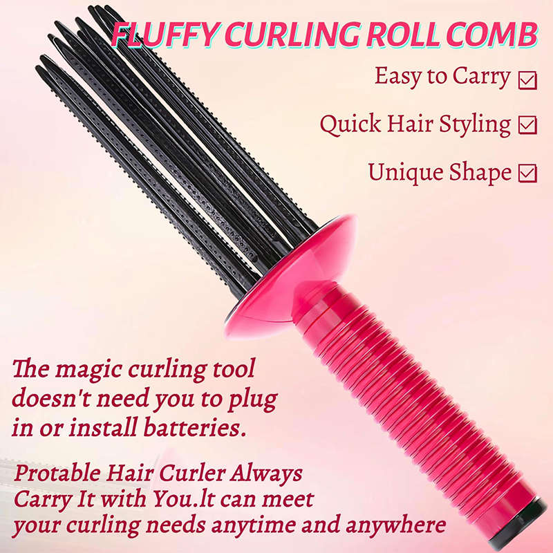 Beakey Curly Hair Styler Tool for Home Salon Use Fluffy Curling Roll Comb