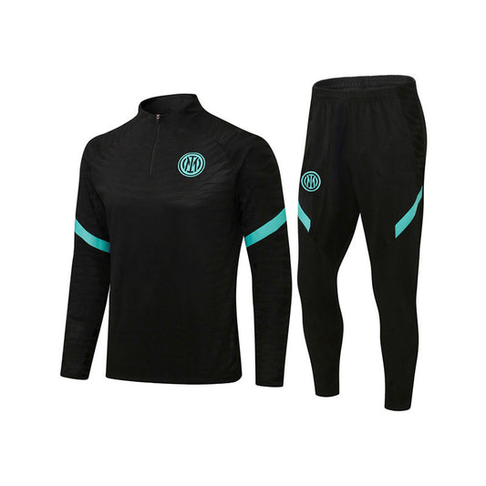 Beakey Inter Milan Soccer Jersey Kit Long Sleeve Football T-shirt Set for Adult Kids-Black