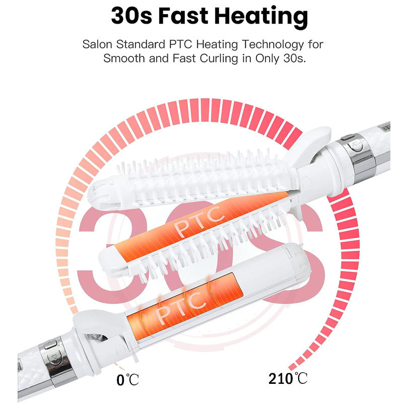 Beakey 32mm Rotating Curling Iron 2 in 1 Straightener with Anti-Scald Brush