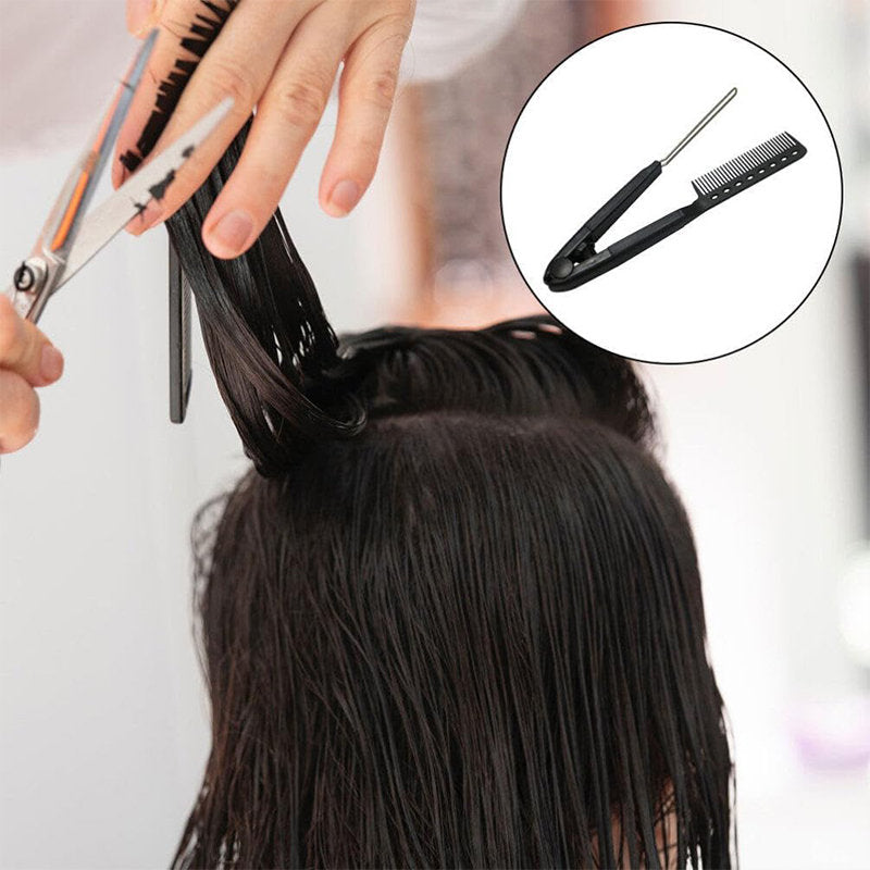 Beakey Flat Straightening Comb V-Shaped Hair Brush Hairdressing Tool-Black