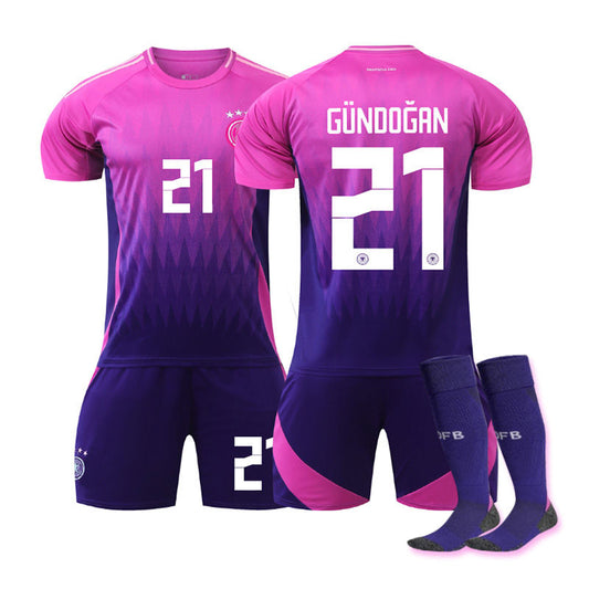 Beakey GUNDOGAN #21 Germany Away Jersey Soccer Jersey Kit Football T-shirt Set for Adult Kids