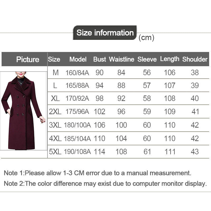 Beakey Womens Winter Wool Blend Long Coat Double Breasted Lapel Jacket-Purple
