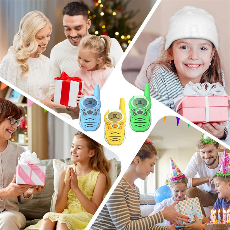 Beakey 3 Pcs Walkie Talkies for Long Distance 10 Channel Built-in Flashlight for Kids T4913-B