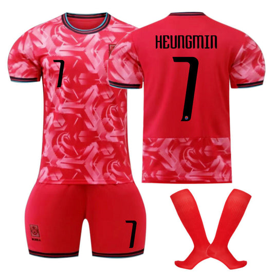 Beakey HEUNGMIN #7 Korea Home Jersey Soccer Jersey Kit Football T-shirt Set for Adult Kids