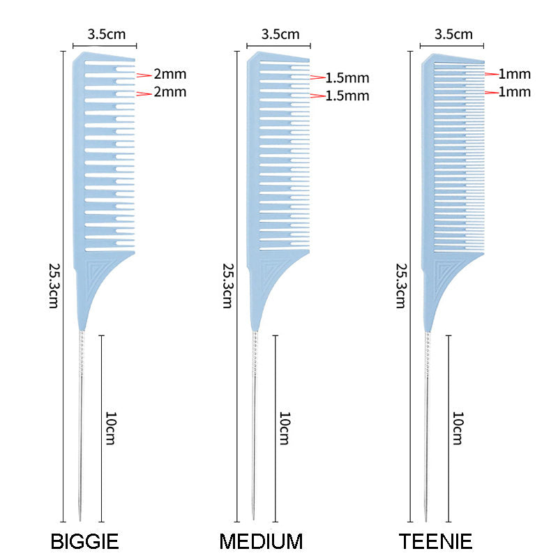 Beakey 3 Pcs Highlighting Combs 3 Sizes with Rat Tail Perfect for Salon-Set2