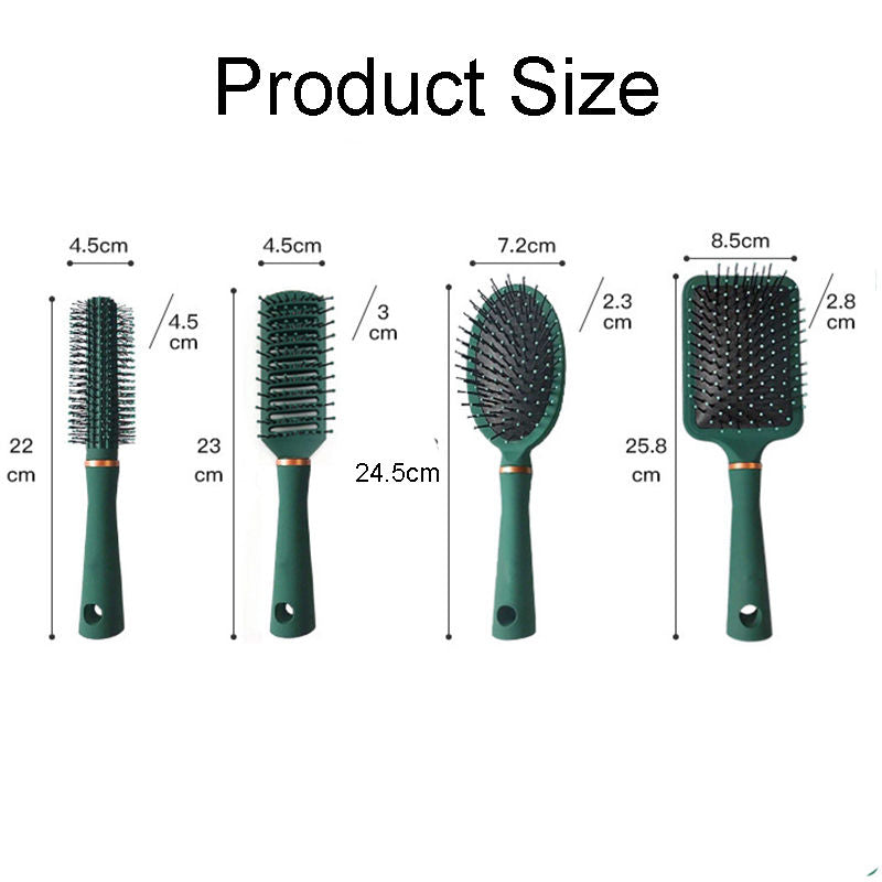 Beakey 4 Pcs Hair Brush Anti Static Massage Oval Comb for Women Men-Green O