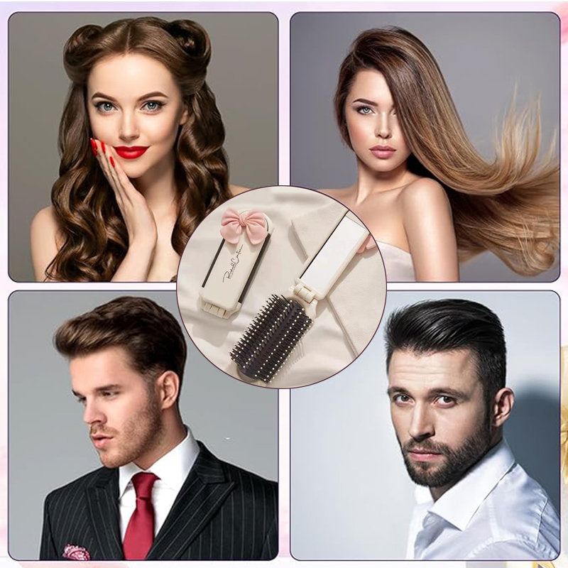 Beakey Cute Mini Hair Brush Foldable with Mirror for Travel Swimming