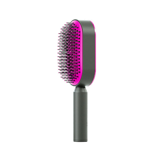 Beakey Self Cleaning Hair Brush 3D Air Cushion Hair Brushes for Women Thick Hair-RoseRed