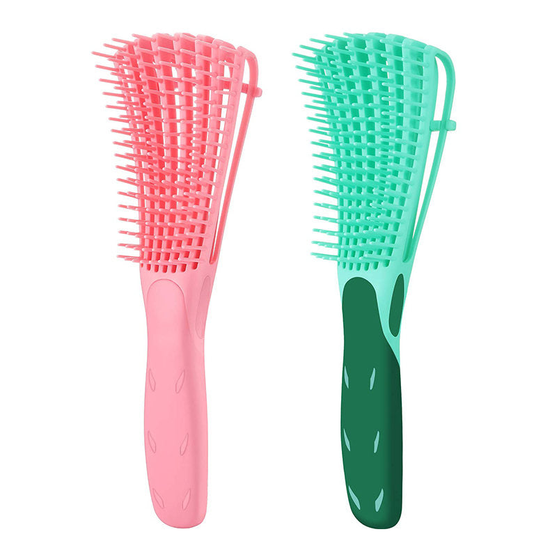 Beakey 2 Pack Detangling Brush for Curly Hair Detangler Brush for Wet Dry Long Thick Curly Hair-PinkGreen