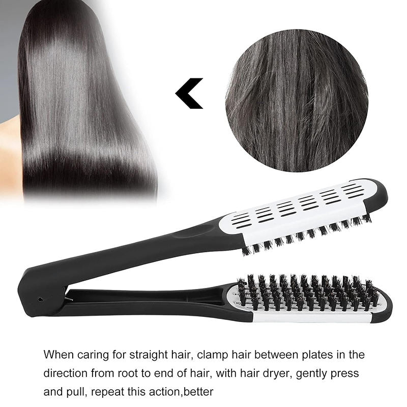 Beakey Boar Bristle Hair Brush Double Sided for Straightening Curling-White