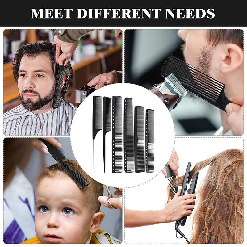 Beakey 6 Pcs Carbon Fiber Combs Anti Static for Women Most Hair Types