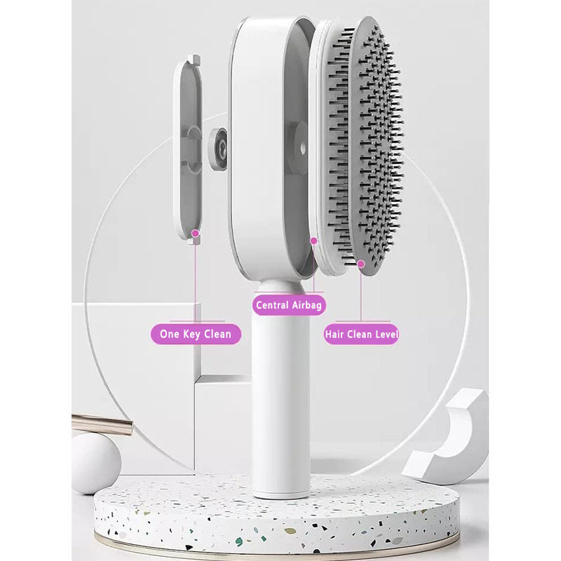 Beakey Self Cleaning Hair Brush 3D Air Cushion Hair Brushes for Women Thick Hair-RoseRed