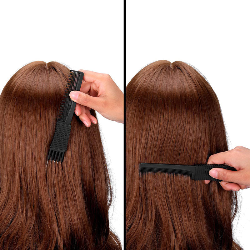Beakey 3 Pcs Teasing Combs Carbon Fiber with Metal Pins for Hair Styling