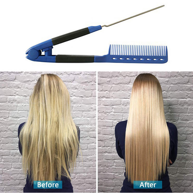 Beakey Flat Straightening Comb V-Shaped Hair Brush Hairdressing Tool-Dark Blue