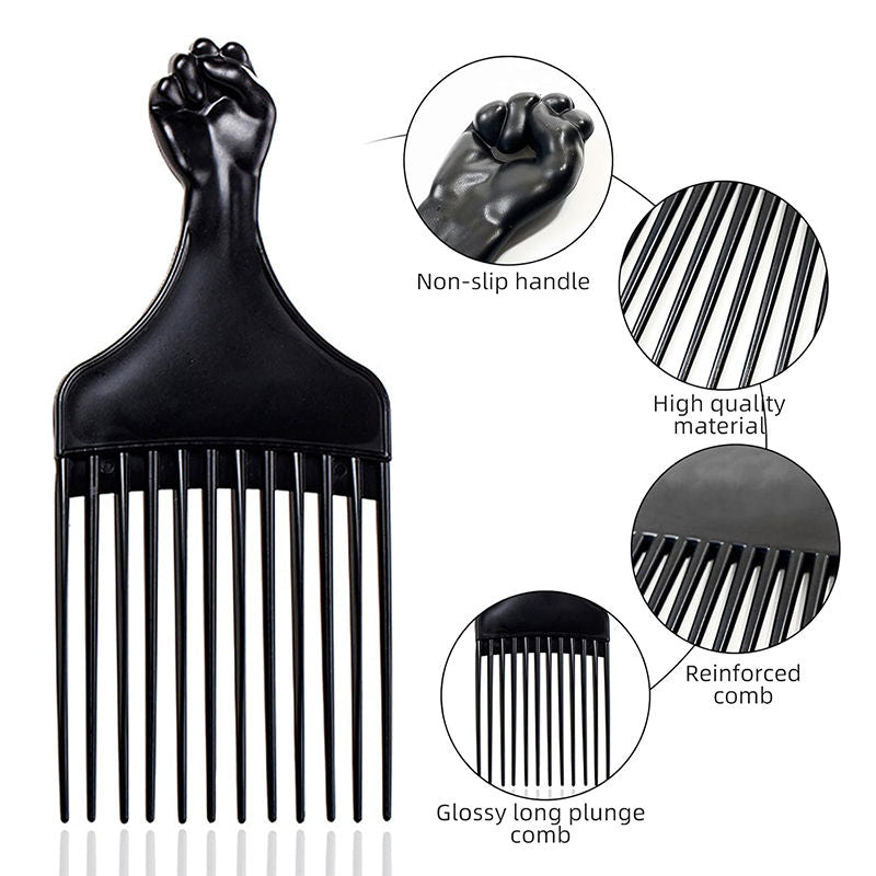 Beakey Black Afro Comb Hair Pick for Curly Hair Detangle Wig Braid Hair Styling Comb