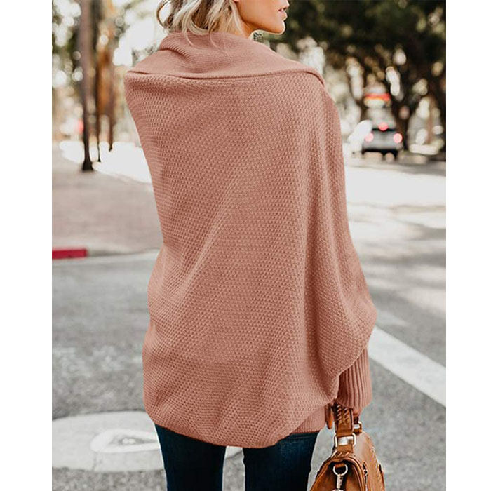 Beakey Women's Batwing Knitted Oversized Slouchy Solid Cardigan Sweater Knit Outwear-Pink