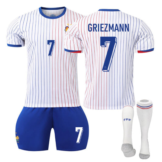 Beakey GRIEZMANN #7 French Away Jersey Soccer Jersey Kit Football T-shirt Set for Adult Kids