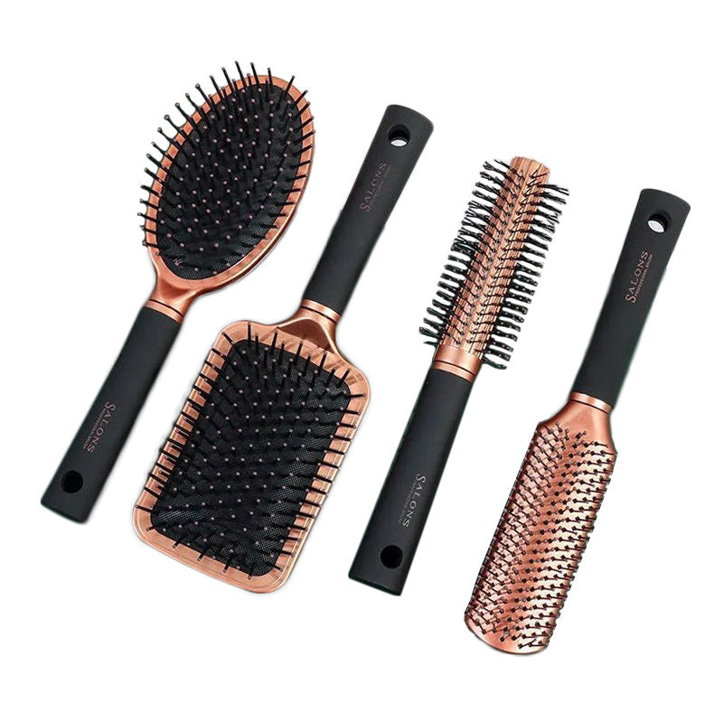 Beakey 4 Pcs Hair Brush Gifts Set for Women Detangling Hairbrush Flexible Soft Pin Bristles for Long Thick Curly Hair-GoldBlack