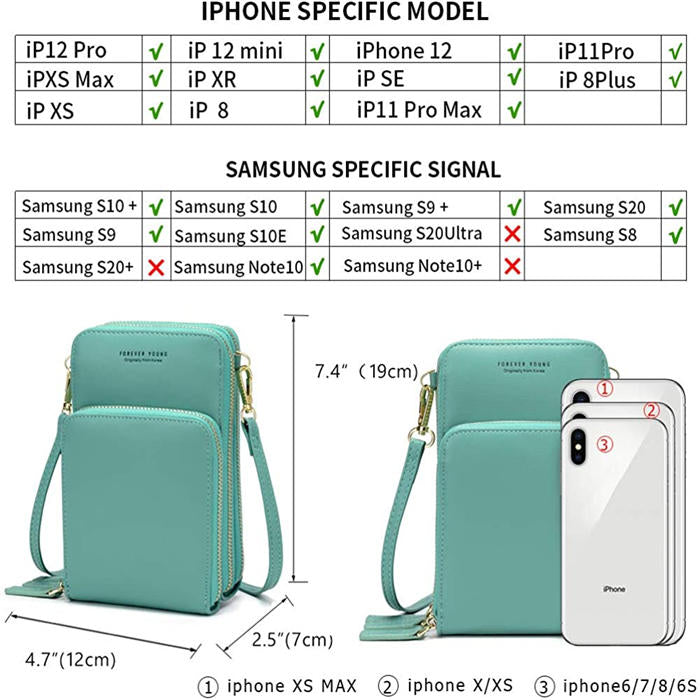 Beakey Crossbody Phone Bag for Women Small Shoulder Bag Cell Phone Wallet Purses and Handbags with 14 Credit Card Slots-Lightgreen