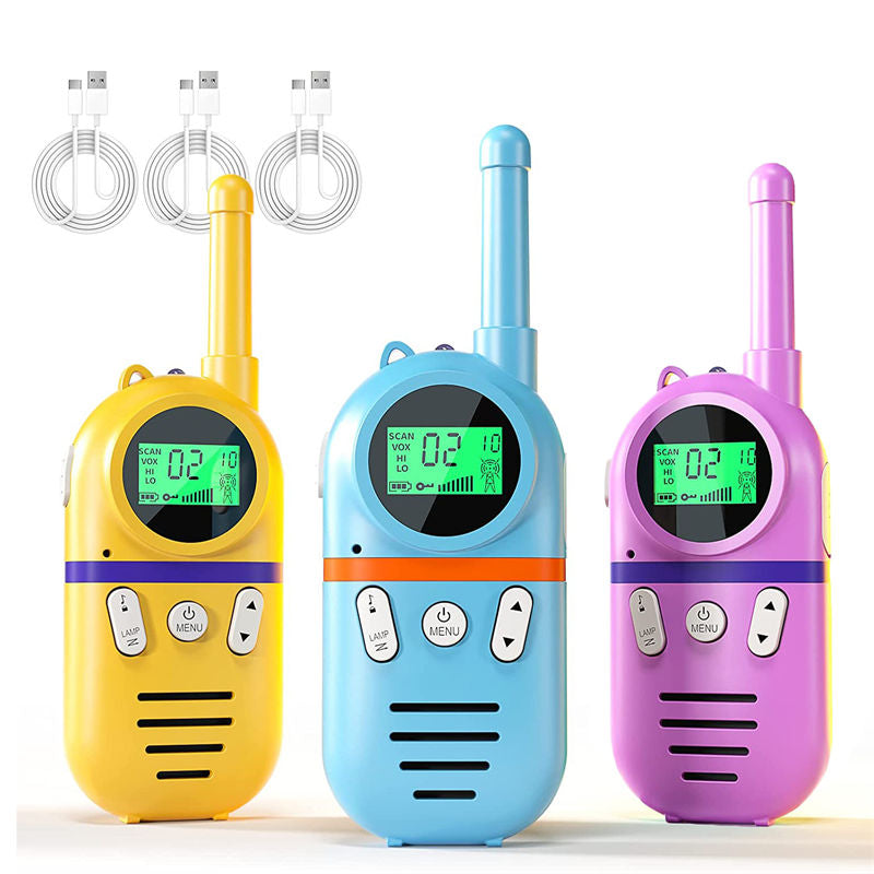 Beakey 3 Pcs Kids Walkie Talkies Rechargeable 3 Miles Range 22 Channels for Camping-2