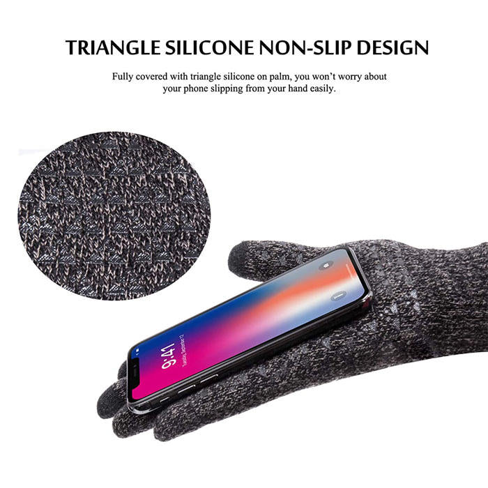 Beakey Winter Woman Gloves Upgraded Touch Screen Anti-Slip Silicone Gel Elastic Cuff Thermal-Brown+Coffee White-DZ32