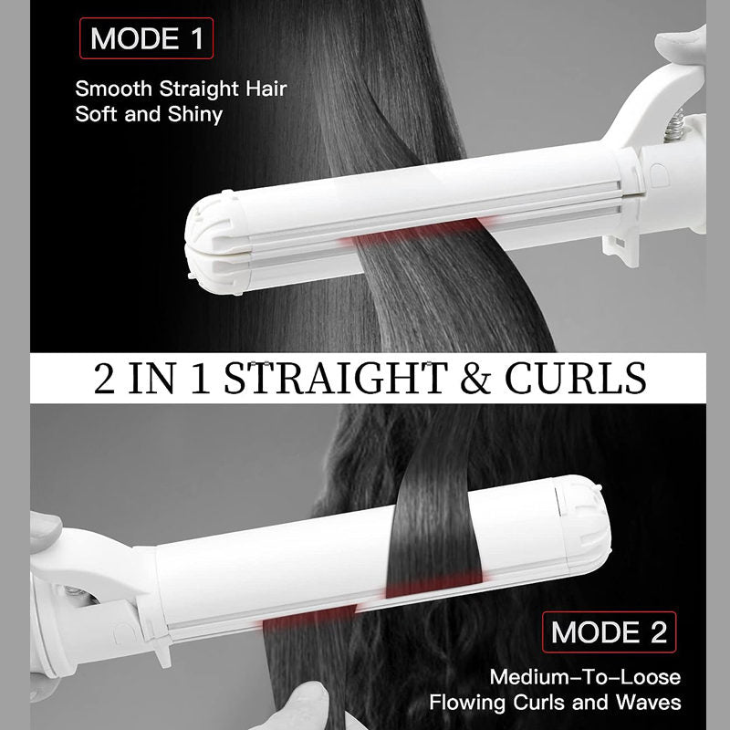 Beakey 32mm Rotating Curling Iron 2 in 1 Straightener with Anti-Scald Brush