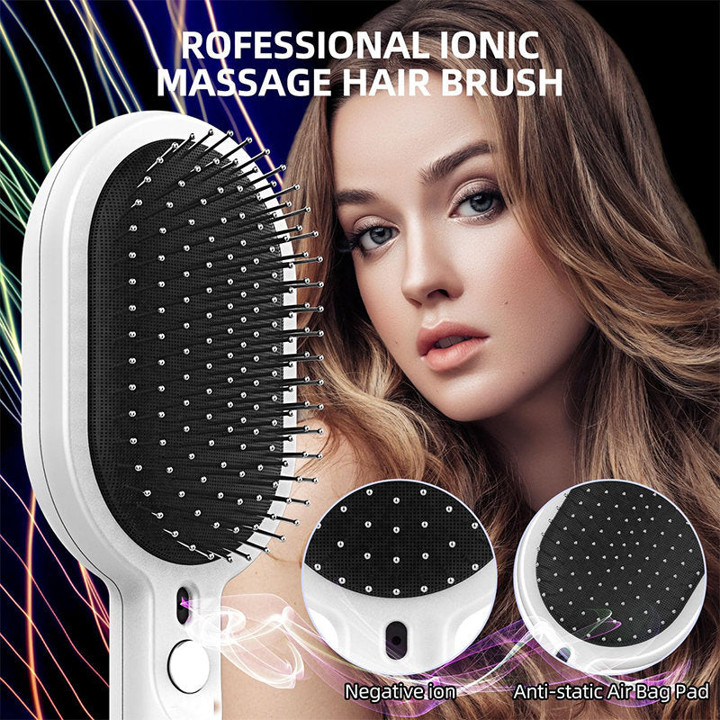 Beakey Vibratio Hair Brush with Negative Ionic for Detangling Frizzy-White