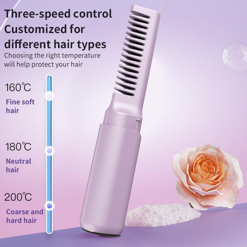 Beakey Cordless Hair Straightener 30s Fast Heating with LCD Display-Purple