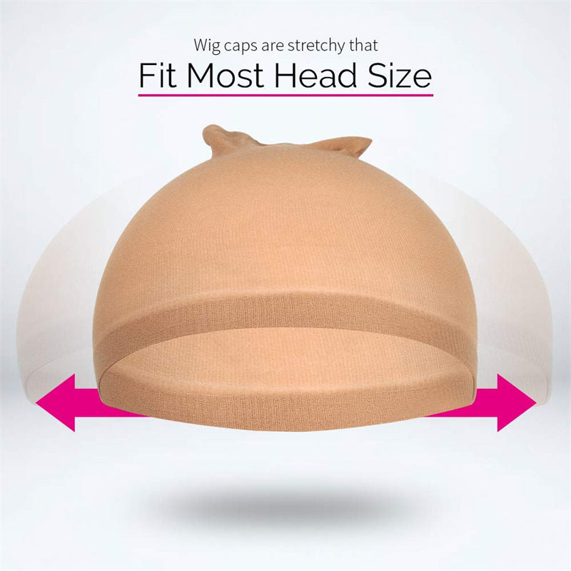 Beakey 4 Pcs Light Brown Stocking Wig Caps Stretchy Nylon Wig Caps for Women