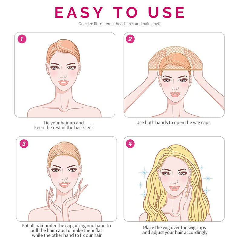 Beakey 4 Pcs Light Brown Stocking Wig Caps Stretchy Nylon Wig Caps for Women