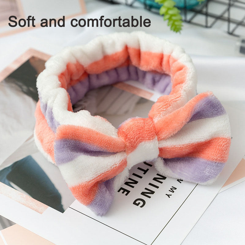 Beakey 8Pcs Makeup Headbands Fluffy Bow Hair Band for Washing Face Spa-Dot